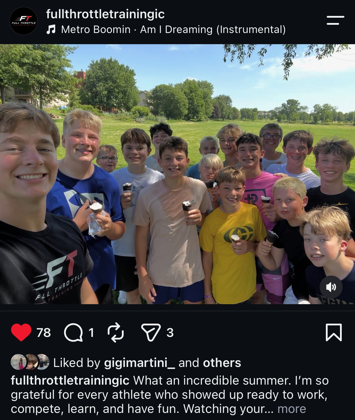 Full Throttle athletes with Coach Kyle, summer 2026